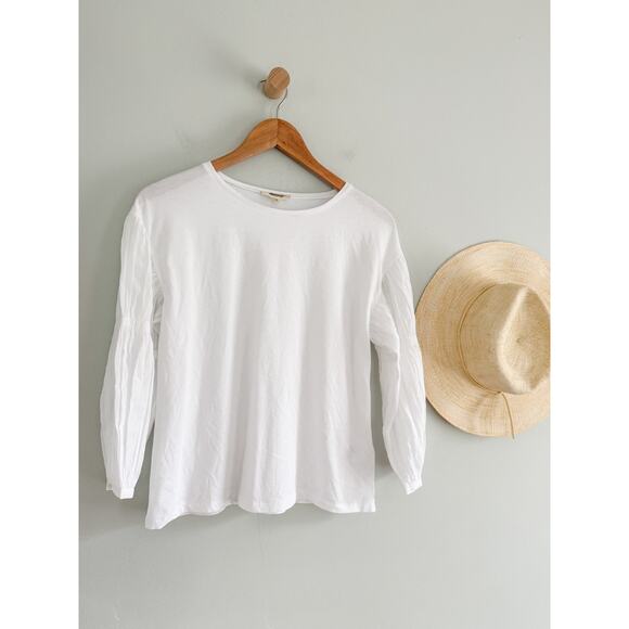 Madewell | NWT | Puff-Sleeve Drop-Shoulder Knit Top in White | Sz XS - Picture 2 of 9